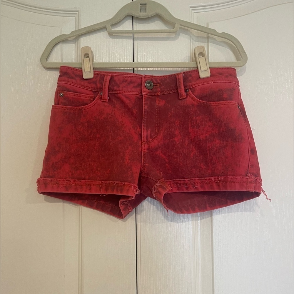 DL1961 red acid wash jean Stella shorts​​​​​​​